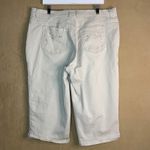 Gloria Vanderbilt Amanda Capri Jeans Women's 18W Beige Embellished Pockets EUC Photo 2