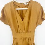 Madewell Womens Size 00 Linen Blend Dolman Sleeve Tie Waist Midi Dress Toffee Photo 4