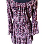 Michael Kors  Floral off shoulder cinch tie waist ruffle flare bell sleeve dress Photo 5