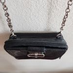 Brighton  Black Leather Mini Chain Strap Crossbody Evening Purse Silver‎ Buckle Photo 2