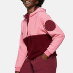 Outdoor Voices  MegaFleece Half-Zip Hoodie in Truffle Pink Burgundy, Size Small Photo 0