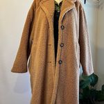Tan Plush Long Oversized Peacoat Trench Button Front Jacket Size 2X Photo 0