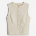 Madewell Split Crewneck Cardigan Tank Lighthouse Beige Knit Vest Medium NWT Photo 4