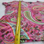 Ralph Lauren Lauren Women’s Paisley Beaded Top Hot Pink T-Shirt Bold Boho sz L Photo 5