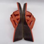 Cole Haan Nike Air Womens 9.5 Sandals Orange Leather Slip On Thong Wedge Heels Photo 8