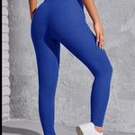 SheIn Royal Blue Knot Waist Ribbed Rib Knit Solid Leggings Size Large Photo 2