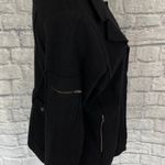 Willi Smith women L 100% wool V-cut coat w/zip pockets black Photo 8