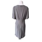 Jessica Simpson  Grey Crepe Asymmetrical Flutter Sleeves Dress‎ MEDIUM $128 NWT Photo 2