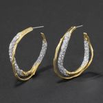 Alexis Bittar NWOT   Gold and Silver Textured Hoop Earrings Photo 1
