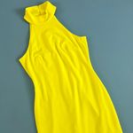 Belle Badgley Mischka Reese Halter Neck Sleeveless Crepe Side Slit Yellow Gown Photo 4
