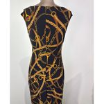 Ralph Lauren  Black and Gold horse bit Chain Pattern Midi Dress equestrian size 4 Photo 1