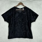 Bobeau black velvet burnout top womens XL geometric exposed zipper witchy grunge Photo 0