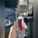 Valentino Garavani Vintage 90s Valentino Glitter Sling Back Heels Size 8 Silver Gold Made In Italy‎ Photo 2