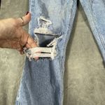 American Eagle Jeans Women 12 X- Long Curvy 90s Straight Leg Ripped Stretch Blue Photo 1