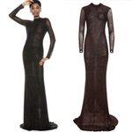 Alice + Olivia Delora Embellished Maxi Gown Black Dress Size 6 NWT Photo 2