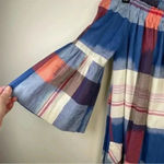 Warm Red And Blue Plaid Off The Shoulder Mini Swing‎ Dress Size 2 Photo 6