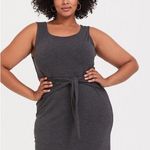 Torrid CHARCOAL GREY JERSEY TIE FRONT SHIFT DRESS Photo 0