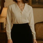 Vintage Allyson Petite Black Velvet Skirt Classic Minimalist 90s USA Made P/L Size undefined Photo 0