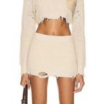 SER.O.YA Arola Skirt Rib Knit Cappuccino Beige Pull On Cotton Distressed XL NWT Tan Photo 0
