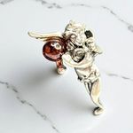 Sterling Silver Cherub Pendant With Cognac Amber Beautiful Jewelry for Women Orange Photo 0