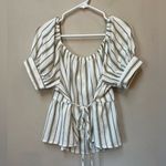 Society + Stitch Women’s Plus Size Green White Striped Tie V Photo 5