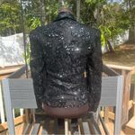 Vintage Women’s Black Lace Sequin Satin Button Front Puffed Sleeve Blouse Size S Photo 3