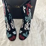 Rebecca Minkoff Size 8 Bojana Black Unique Floral Ankle Boots Embroidered Heels Photo 3