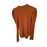 Free People Puff Sleeve Thermal Top Rust Brown Size Medium Cotton Mock Neck Photo 2