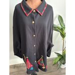 CST Sport Black Christmas Tree Plaid Button Up Shirt Women 5X Holiday Festive Photo 1