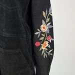 Johnny Was NWOT  Suede Embroidered Floral Coat Jacket Pockets Black Size S Photo 5