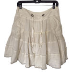 Free People  Cream Large‎ Tiered Boho Mini Lined Flowy Feminine Raw Edge Skirt Photo 0