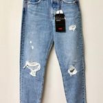 Levi's NWT  Wedgie High-Waisted Straight Leg Distressed Mom Jeans Blue Women's 25 Photo 3