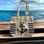 Anchor‎ Canvas Tote Bag with an Inner Pocket Top Zipper Blue Photo 1