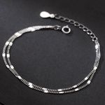 925 Silver Plated Simple Adjustable Double Layer Bracelet for Women Photo 0