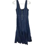 Denim Blue Sleeveless Fit & Flare Dress With Flowy Hem & Back Zipper Women's S Photo 3