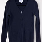 Rena Rowan Petite Large Ribbed Knit Black Sweater Full Zip Holiday Retro Y2K Photo 0