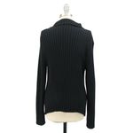 Calvin Tran Ribbed Lagenlook Asymmetrical Front Long Sleeve Cardigan Sweater Black Size M Photo 2