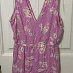 BP  Womens M Floral Print V-Neck‎ Romper, Pink Rose, Sleeveless Jumpsuit, Summer Photo 0