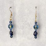 Vintage Estate Art Deco Faceted Little Beads Dangle Earrings Pierced Blue Photo 0