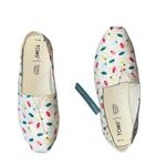 Toms NWT  Belmont Natural Tree Lights Christmas Print slip on shoes 7.5 Photo 1