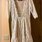 Tadashi Shoji SHO  White Lace Mini Dress with Lace Up Back Photo 4