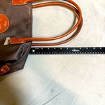 LuluCastagnette Brown‎ Nylon Tote Bag Tan Leather Trim Medium Shoulder Bag Brown Photo 5