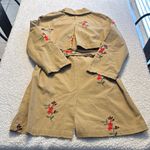 Anthropologie Embroidered Floral Trench Coat by Cartonnier size M Tan Size M Photo 4