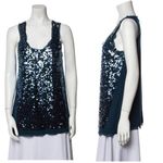 Magaschoni NEW Sequin Tank Top, Silk/wool blend, Blue, M Photo 1