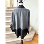 Natori Grey & Faux Leather Trim Open Kimono Cardigan Photo 1
