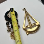 Nautical Sailboat Ship & An Animal Print Beaded Brooch Pin Lot Of 2 Gold Tone Photo 3