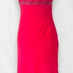 Vintage Early 2000's Bright Fuchsia Pink Beaded Asymmetric Flowy Midi Dress S Photo 0