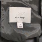 Cinq à Sept Black Satin Plunge Neck Peplum Blouse Bell Sleeves Top | Size 8 Photo 6