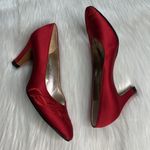 Salvatore Ferragamo Ferragamo Vintage Red Satin Embroidered Pumps Photo 1