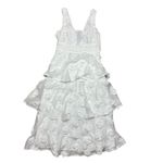 Lulus NWT  Exceptional Entrance White Sleeveless Tiered Rosette Midi Dress Size L Photo 3